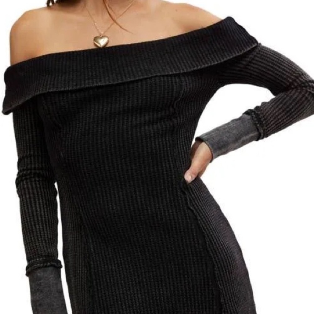 Free People Charcoal Off-Shoulder Monti MIDI